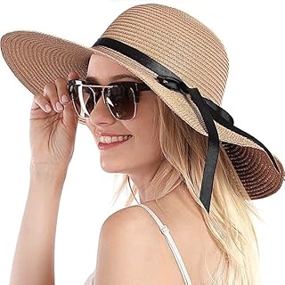 Chapeau de paille à large bord pour femme, grand chapeau pliable pour l'été