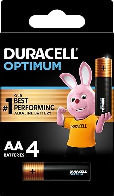 Piles alcalines duracell optimum de type aa paquet de 4 noires