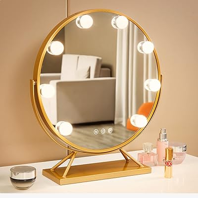 Miroir de maquillage maston avec lumière rotative à 360 degrés et lumières