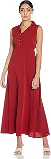 Robe décontractée en polyester avec une coupe ajustée à la taille et une jupe