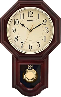 Horloge murale en bois geepas avec alarme, analogique - pile aa