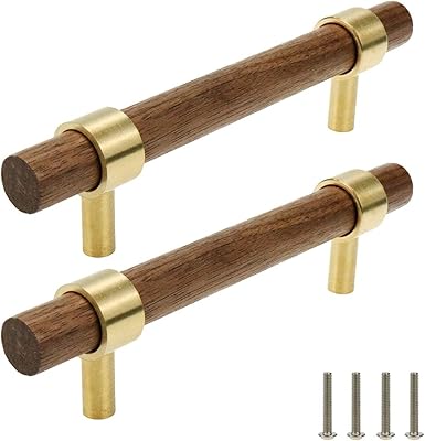 Honji 5,51"/140 mm bouton de tiroir en laiton noyer pour armoire de cuisine