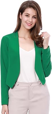 Veste blazer courte décontractée sans col pour femmes d'affaires et de bureau