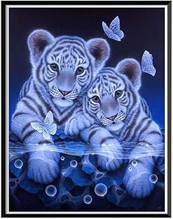 Diy 5d diamant peinture par numéro kit mignon tigre strass