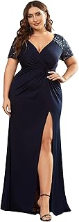 Robes formelles maxi pour femmes, grande taille, double col en v, buste froncé