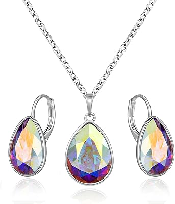 Xuping ensemble de bijoux avec pierre de naissance, collier et boucles d'oreilles, pendentif