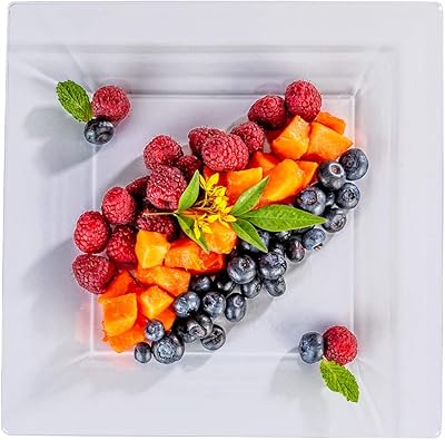 Assiette carrée en plastique, assiette carrée moderne - plastique de luxe - transparent