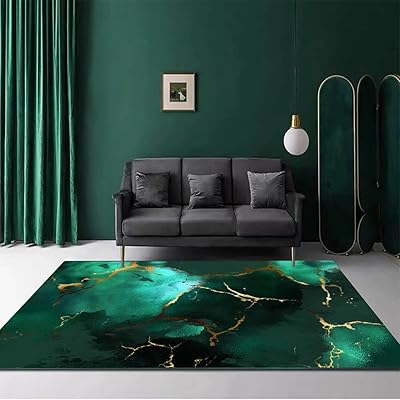 Tapis de conception en marbre abstrait vert émeraude pour salon salle à manger