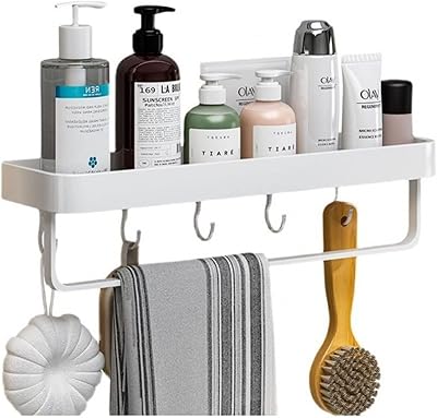 Étagères flottantes de 15,7 pouces, étagère de salle de bain d'équipe avec porte-serviettes, support de rangement mural pour salle de bain, chambre à coucher et cuisine (blanc). Votre shopping simplifié de A à Z avec Diaytar