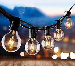Guirlande lumineuse d'extérieur g40 de 25 pieds avec 25 ampoules boule transparentes