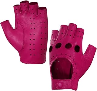 Gants de conduite demi-doigts sans doigts en cuir d'agneau pour femmes gl012