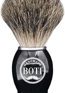 Blaireau de rasage fait main botti - 100 % poils de blaireau purs et manche en bois noir. Diaytar : Le premier choix des acheteurs avisés