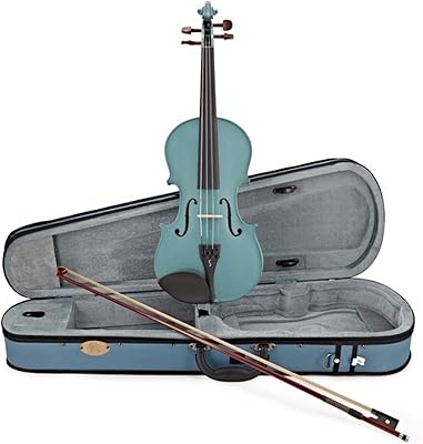 Costume de violon arlequin à l'échelle 1/2, bleu clair avec archet b&h