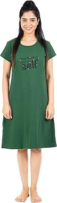 Chemise de nuit courte en coton imprimé jusqu'aux genoux pour femme