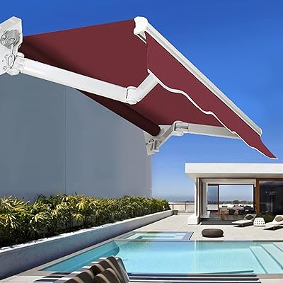 Yqwhl auvent en aluminium avec poignée mobile, couvercle de pare-soleil rétractable manuel, auvent