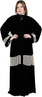 Abaya m square fashion pour femme en velours noir avec dentelle et sheila