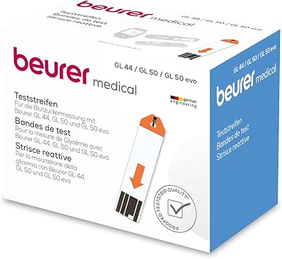 Bandettes de test pour moniteur de glycémie beurer gl44/gl50 - 50 pièces