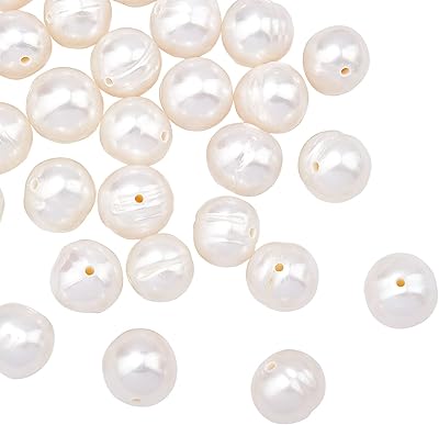 Nbeads environ 50 pièces de perles de culture naturelles d'eau douce brins blanches