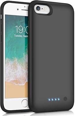 Coque de batterie pour iphone 6/6s/7/8 amélioré [6000 mah] étui de protection portable