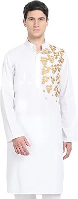 Kurta longue indienne traditionnelle en pur coton pour hommes pour vêtements de festival