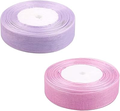 2 rouleaux de ruban de satin en organza transparent pour emballer et décorer