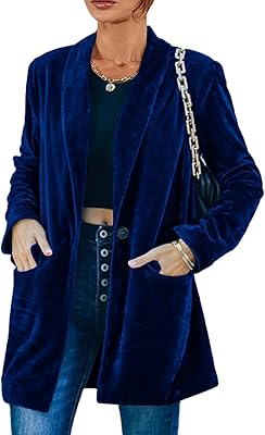 Miracmoda veste blazer en velours pour femme ouverte sur le devant, confortable, adaptée