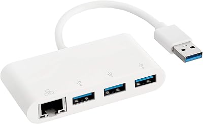 Adaptateur usb 3.0 amazonbasics 3 ports avec port ethernet rj 45