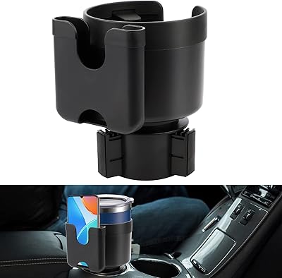 Adaptateur d'extension de porte-gobelet de voiture 2 en 1 avec support de téléphone