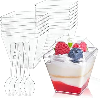 Mini tasses à dessert de 2 oz avec couvercles et cuillères, tasses à