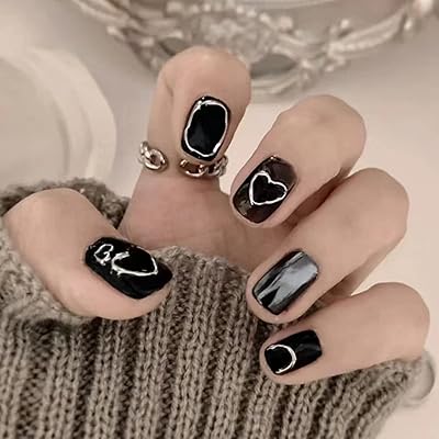 Ensemble de 24 faux ongles réutilisables à couverture complète courts en acrylique presser