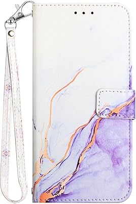Miagon marble cover pour samsung galaxy a72 porte-cartes en cuir pu avec dragonne