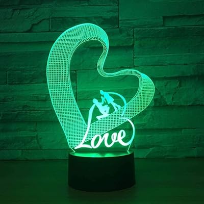 Lampe de table de nuit 3d love heart 3d, fausse lampe 3d, décoration