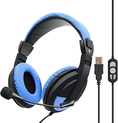 Casque usb vcom avec microphone stéréo filaire pour pc avec contrôle du volume