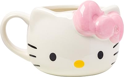 Tasse en céramique sculptée 3d silver buffalo hello kitty avec nœud rose, 20