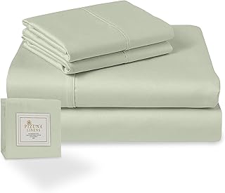 Parure de lit 4 pièces en coton bizona vert sauge clair 400 fils