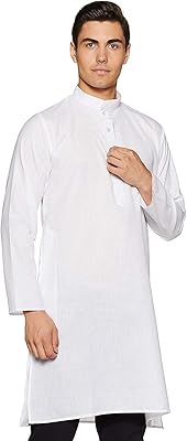 Kurta décontracté long en coton pour hommes (blanc taille)