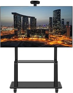 Meuble tv ginaway avec roues verrouillables pour téléviseurs led plasma plats ou incurvés