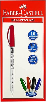 Stylo à bille faber castell 1423 0,7 mm, boîte de 10, rouge, 142321