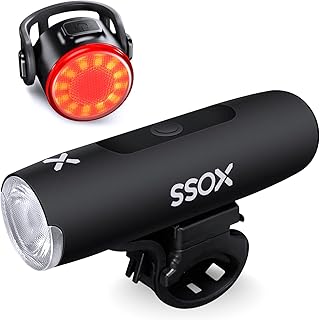 Éclairage avant et arrière de vélo rechargeable usb xos, 11 modes d'éclairage led