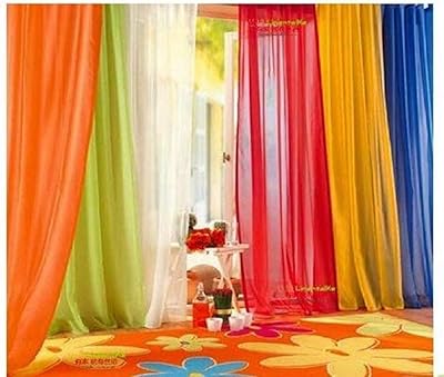 Lot de 6 rideaux de fenêtre transparents arc-en-ciel pour salle de jeux