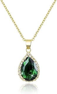 Collier pendentif en forme de larme en laiton plaqué or 14 carats