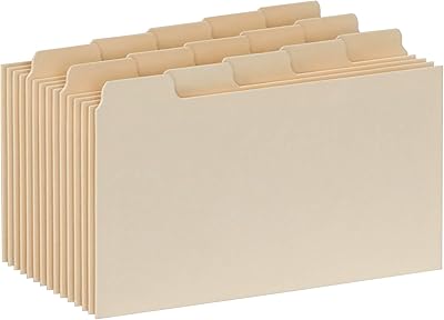 Guides de fiches oxford avec marqueurs vierges, 3 x 5 pouces, marqueurs coupés