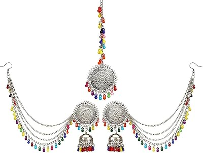 Boucles d'oreilles tribales afghanes cachemiriennes multicolores pour femmes de u bella