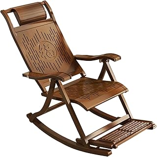 Chaise à bascule en bois de plage extérieure portable avec accoudoirs et pédale