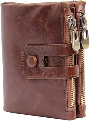 Porte-monnaie court pliable portable classique pour hommes, porte-cartes marron