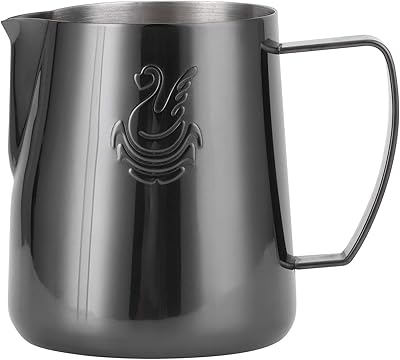 Pichet mousseur à lait noir en acier inoxydable 304 de 400 ml