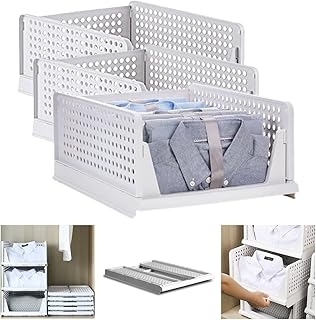 Nimai empilable en plastique panier de rangement pliable placard organisateur tissu support