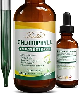 Lovita chlorophylle liquide 7200 mg, formule entièrement naturelle de gouttes de chlorophylle liquide