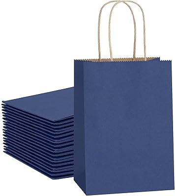 Petits sacs cadeaux kraft avec poignées (12 sacs) adaptés pour mariage, anniversaire, restaurant, plats à emporter, cadeaux de shopping (15x11x6), bleu marine. Le meilleur du e-commerce discount réuni sur Diaytar