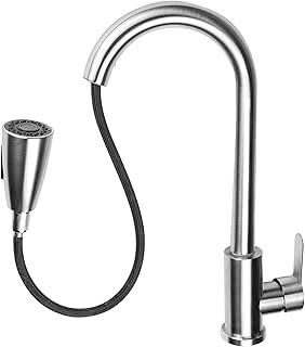 Robinet de cuisine basculant avec pulvérisateur extractible robinets d'évier en acier inoxydable à